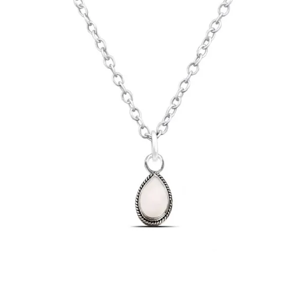 Studio Jewellery Necklaces-Water Drop White Shell Silver Necklace