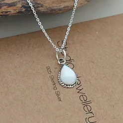 Studio Jewellery Necklaces-Water Drop White Shell Silver Necklace