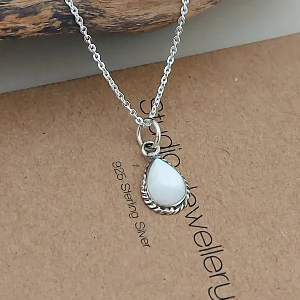 Studio Jewellery Necklaces-Water Drop White Shell Silver Necklace