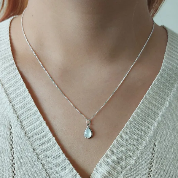Studio Jewellery Necklaces-Water Drop White Shell Silver Necklace