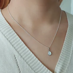 Studio Jewellery Necklaces-Water Drop White Shell Silver Necklace