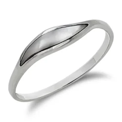 Studio Jewellery Rings-Wave White Shell Silver Ring