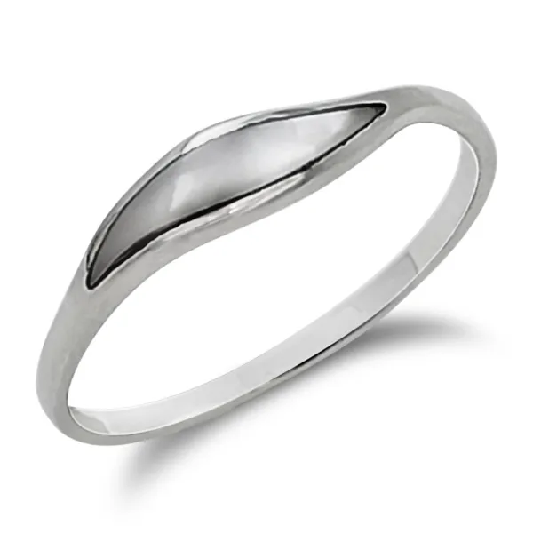 Studio Jewellery Rings-Wave White Shell Silver Ring