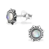 Studio Jewellery Stud Earrings | Earrings-White Fire Faux Opal Silver Stud Earrings