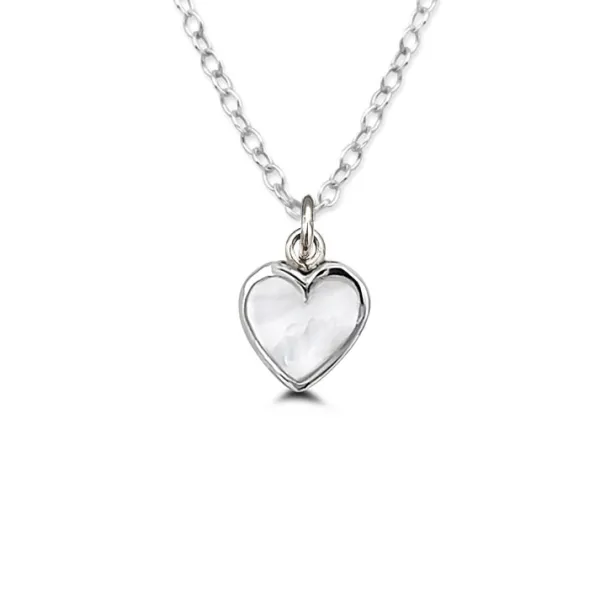 Studio Jewellery Necklaces-White Heart Shell Silver Necklace