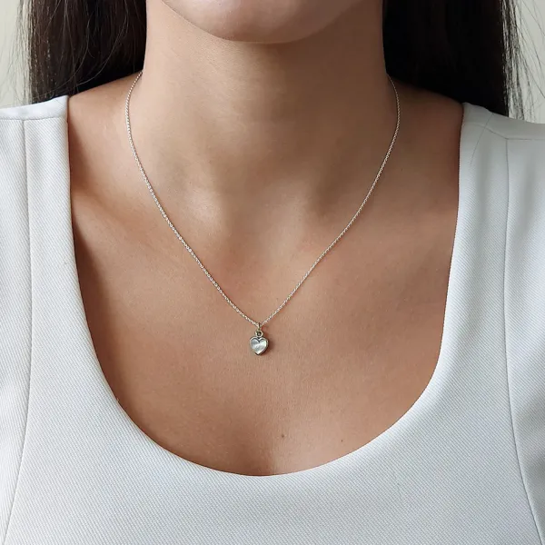 Studio Jewellery Necklaces-White Heart Shell Silver Necklace