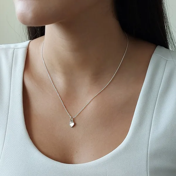 Studio Jewellery Necklaces-White Heart Shell Silver Necklace