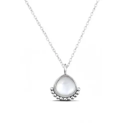 Studio Jewellery Necklaces-White Shell Beaded Silver Necklace