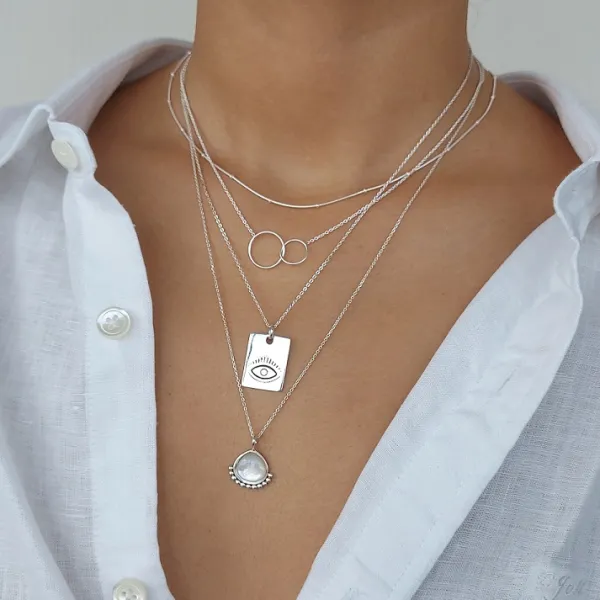 Studio Jewellery Necklaces-White Shell Beaded Silver Necklace