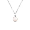 Studio Jewellery Necklaces-White Shell Disc Charm Silver Pendant Necklace