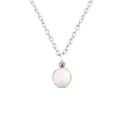 Studio Jewellery Necklaces-White Shell Disc Charm Silver Pendant Necklace