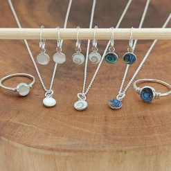 Studio Jewellery Necklaces-White Shell Disc Charm Silver Pendant Necklace