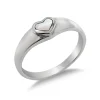 Studio Jewellery Gem Stone Rings | Rings-White Shell Heart Silver Ring