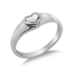 Studio Jewellery Gem Stone Rings | Rings-White Shell Heart Silver Ring