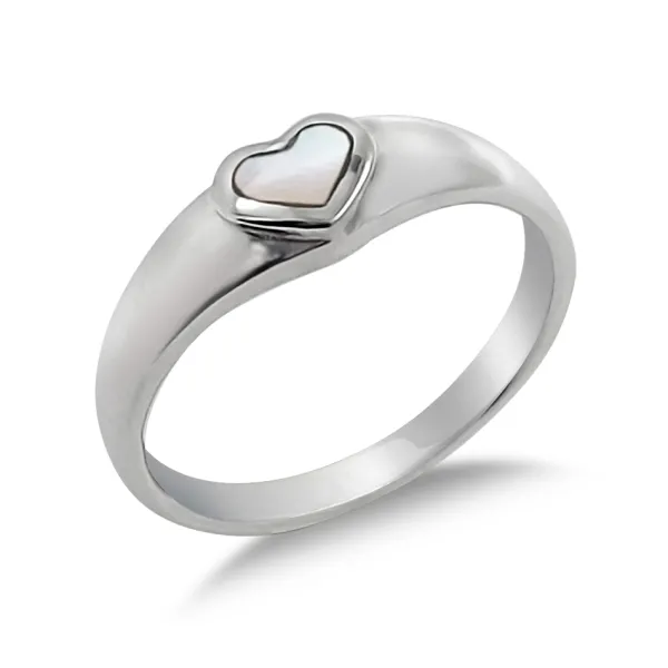 Studio Jewellery Gem Stone Rings | Rings-White Shell Heart Silver Ring