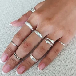 Studio Jewellery Gem Stone Rings | Rings-White Shell Heart Silver Ring