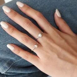 Studio Jewellery Gem Stone Rings | Rings-White Shell Pear Shaped Silver Ring