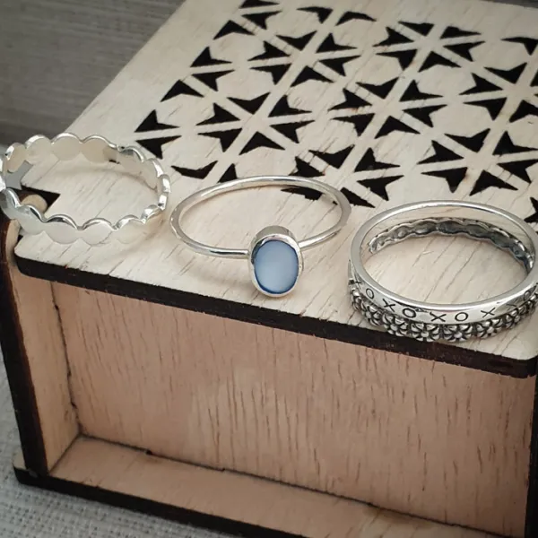Studio Jewellery Feature & Stacker Rings | Rings-XOXOXO Ring in solid 925 Sterling Silver