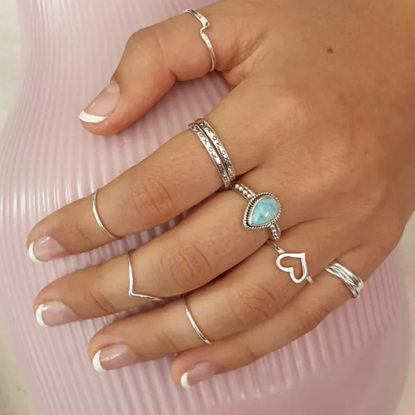Studio Jewellery Feature & Stacker Rings | Rings-XOXOXO Ring in solid 925 Sterling Silver